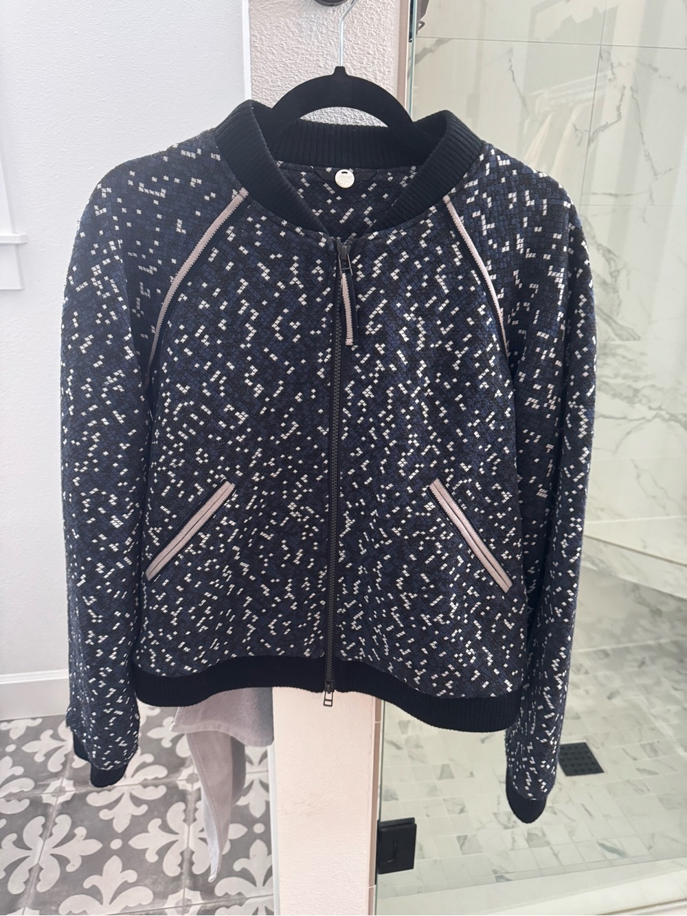 Margaret O’Leary Navy, Black & White Knit Bomber Jacket - Women